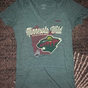 Reebok Women's Minnesota Wild Teal V-Neck Short Sleeve Tee
